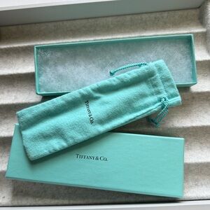 TIFFANY & CO Rectangular Gift Box & Drawstring Pouch 7” x 2” x 1”